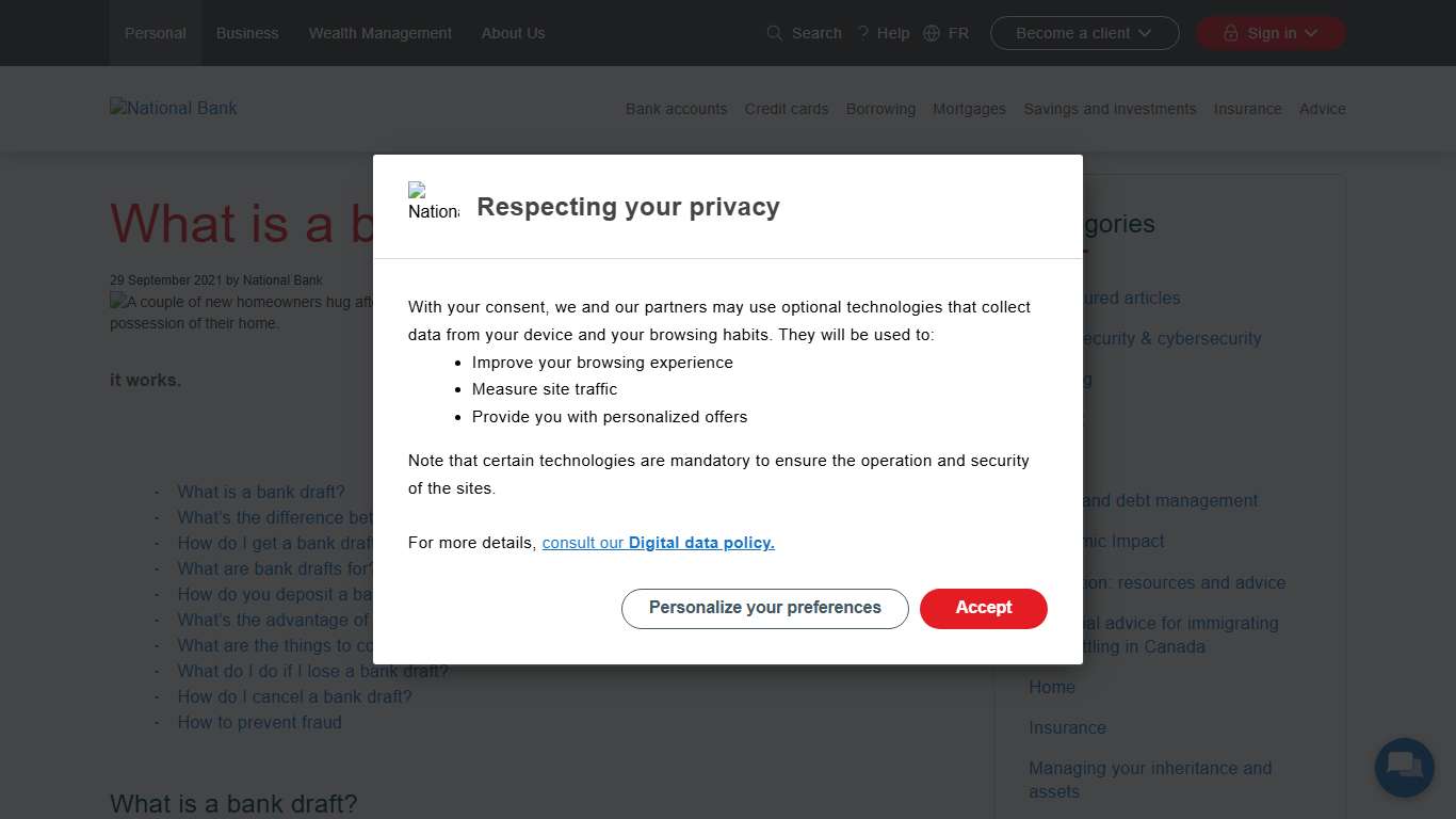 What is a bank draft? National Bank